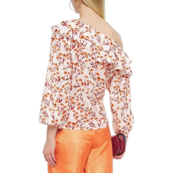 NEW MAJE CREAM FLORAL PRINT ONE-SHOULDER TOP - Picture 5 of 8